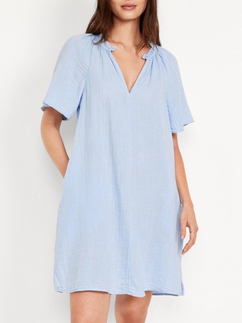 (NWT) Old Navy - light blue flowy cotton gauze mini dress (small)
